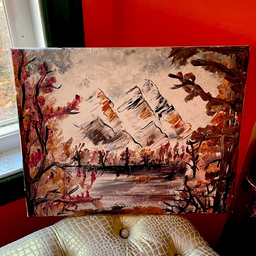 Landscape fall mountains painting. by myself the artist.